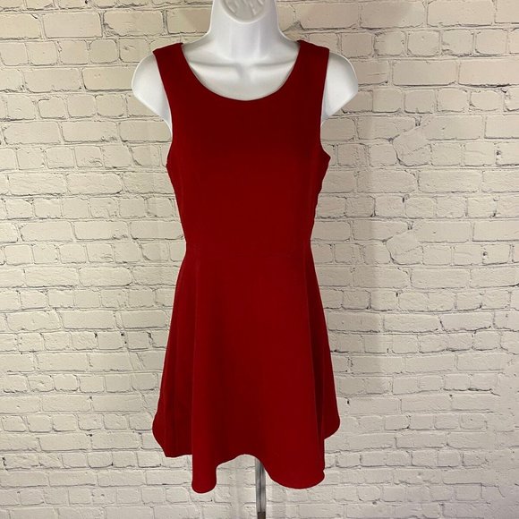 Blush Dresses & Skirts - BLUSH Red Cut Out Back Fit and Flare Dress